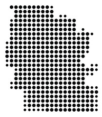Symbol Map Of the County Worcester (Massachusetts, US) showing the County with a few black dots