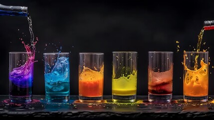 A Busy Nightclub Bar, Pouring Colorful Shots