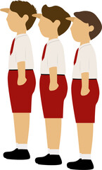 Obraz premium Elementary School Students Are Doing a Salute Pose