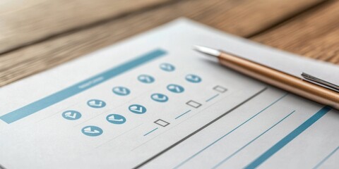 Survey form featuring rating icons, sliders, and optional comments Stock photo