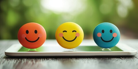 Tablet app used for client digital satisfaction monitoring Stock photo