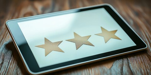 Tablet dashboard showing weekly customer rating summary Stock photo