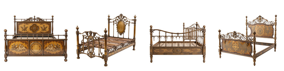 Vintage ornate bed designs with intricate carvings and details