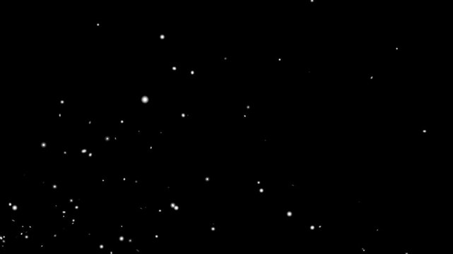 Dust particals flying against black background. Snowflakes overlay isolated on chroma key footage, Abstract white Fire Particles Animated Background. abstract dust fail video with black background
