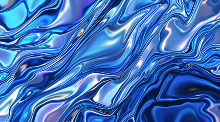 Obraz premium Celestial Fluidity: Experience the captivating dance of light and shadow as iridescent blue waves cascade across a mesmerizing abstract expanse, embodying fluidity, and pure aesthetic serenity.