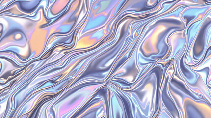 Obraz premium Liquid Metallic Surface with Iridescent Sheen: An elegant image showcasing a fluid metallic surface, adorned with an iridescent sheen that shimmers with a spectrum of colors.