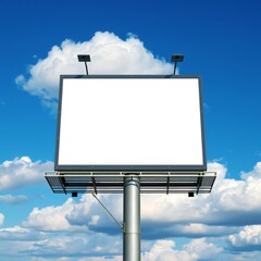 Blank billboard with empty screen over blue sky cloud background for advertisement design or text mockup template billboard blank mockup display empty poster advertising