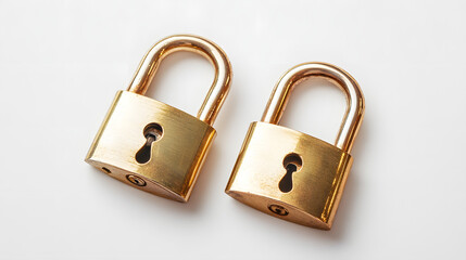 Naklejka premium Two golden padlocks with shiny surfaces, symbolizing security and protection.