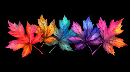 A vibrant display of autumn leaves in a spectrum of colors, showcasing artistry and the beauty of nature's transitions.