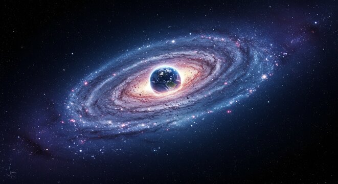 High-orbit satellite perspective of Earth being torn apart, massive swirling vortex replacing the core, data overlays and signal noise on screen, sci-fi HUD elements