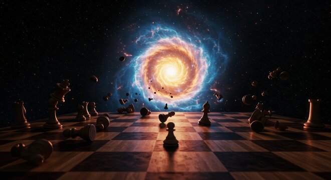 High-orbit satellite perspective of Earth being torn apart, massive swirling vortex replacing the core, data overlays and signal noise on screen, sci-fi HUD elements