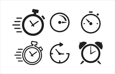 Time icon set. Timer, alarm, schedule, hourglass, clock icons, Victor illustrations  Eps 10