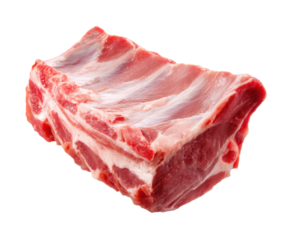 Fresh pork ribs for grilling or barbecuing, cut out transparent