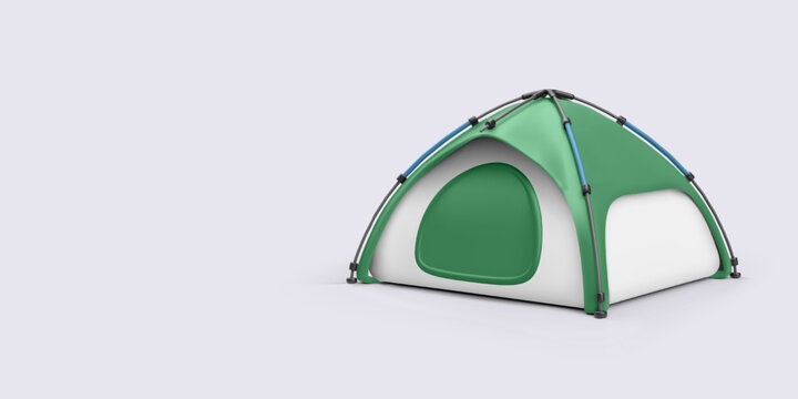 Camping Tent Icon in 3D Cartoon Style. Perfect for Travel, Outdoor, Hiking, or Summer Adventure Designs. Bright Clean Look with Minimal Colors. Vector Illustration.