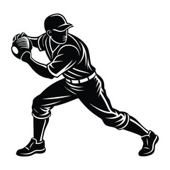 Baseball Player Silhouette Vector Design Template Illustration