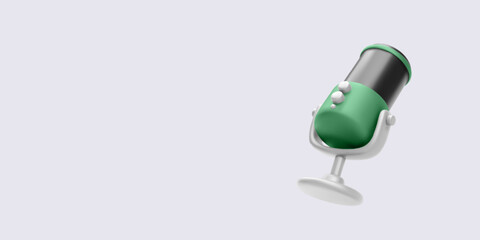 Microphone Icon. 3D Vintage Studio Mic with Buttons for Podcast, Voice Recording, Audio Streaming, or Music. Minimal and Clean Look. Vector Illustration