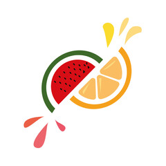 “Watermelon and Orange Fruit Logo – Fresh Colorful Fruit Illustration”

