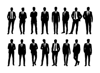 set of businessman silhouette poses collection