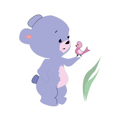 teddy bear with bird illustration 
