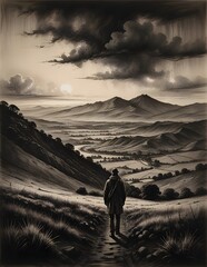 man walking in the mountains