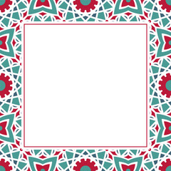 Oriental ornamental mosaic. Arabic design for page decoration. Vector frame of asian mosaic border