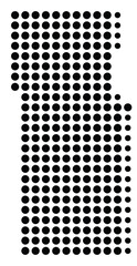 Symbol Map Of the County Stone (Missouri, US) showing the County with a few black dots