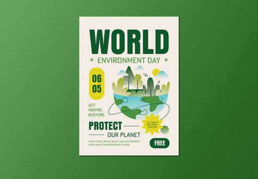 Green Bold Minimalist World Environment Day Flyer Layout