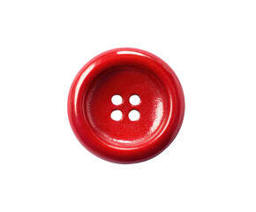 Fototapeta premium Bright red button suitable for sewing and crafting projects, cut out transparent
