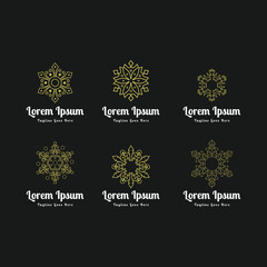 Collection of Elegant Luxury Geometric Green Flower Leaf Graphic Illustration Logo Design