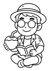 Lines Sticker Drinking coconut water.eps