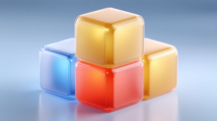 Fototapeta premium Trio of distinctive cubes arranged together representing concepts of structure, balance, and modern design in a clean setting