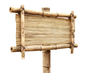 Natural bamboo sign for outdoor advertising or decoration, cut out transparent
