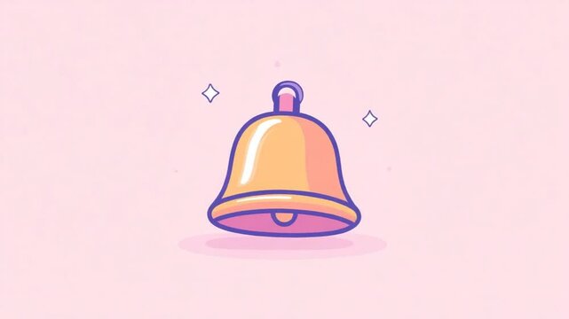 Adorable Golden Bell Illustration: A Delightful Notification Icon