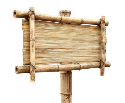 Natural bamboo sign for outdoor advertising or decoration, cut out transparent