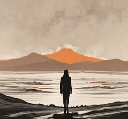 silhouette of man on the beach