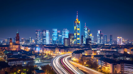 Fototapeta premium Frankfurt Skyline at Night