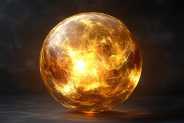 Glowing golden orb of energy abstract sphere background