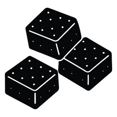 baker element isolated brownie squares on white background