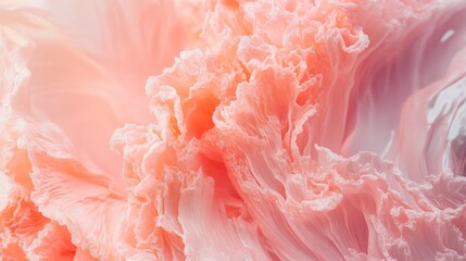 Abstract, soft, and delicate coral-pink, ruffled textures