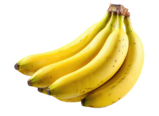 Fresh ripe bananas for healthy snacking and cooking options, cut out transparent