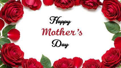 Mother's day card red rose border