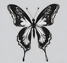 black and white butterfly. Illustration