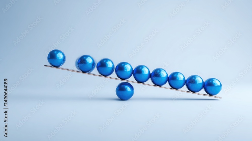 Poster row of blue spheres displaying a harmonious arrangement representing balance and unity in a conceptu