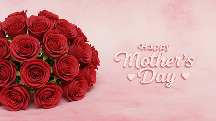 Mother's Day red rose bouquet greeting card design