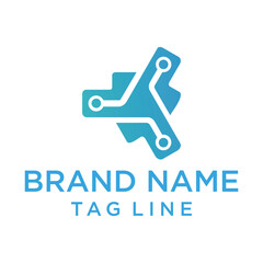 A modern and abstract logo featuring interconnected shapes and nodes in a gradient of blue. Represents technology, connection, and dynamic movement. Ideal for tech startups or innovative businesses.