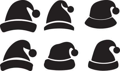 Christmas hat vector image  set of silhouettes 