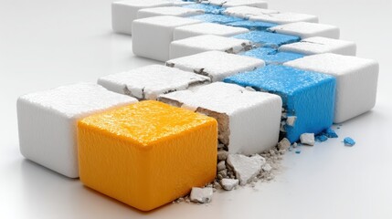 Close-up image of a block of ice symbolizing real-time economic inequality diffusion visualization and environmental impact