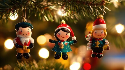 Festive Holiday Tree Adorned with Charming Vintage Christmas Ornaments Depicting Children