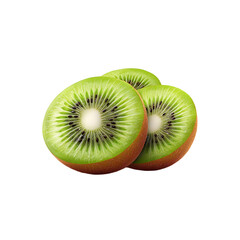 Fototapeta premium Fresh sliced kiwi fruit isolated on a transparent background, in a PNG format