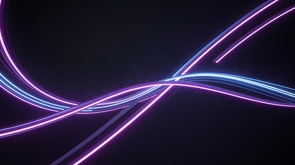 Naklejka premium Abstract neon lines dark background purple blue